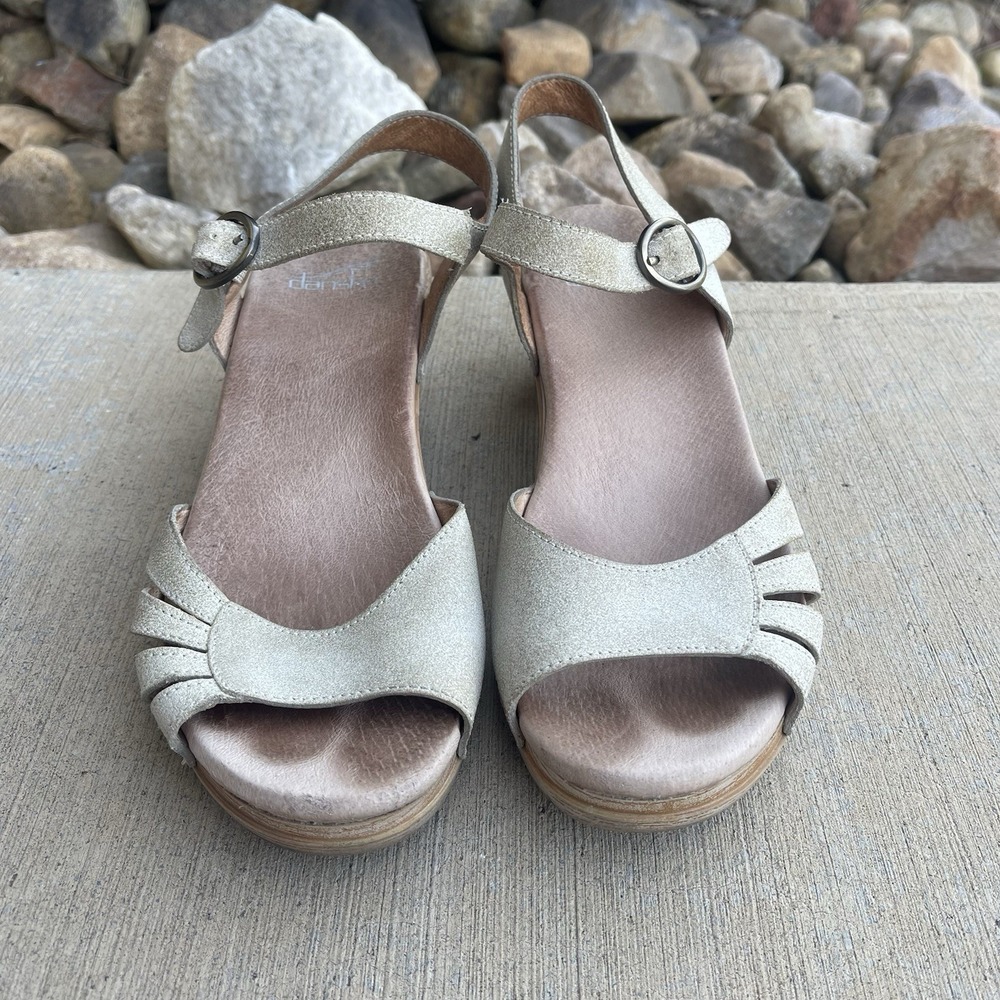 Dansko Womens Leather Block Heel Open Toe Sandal Tan Comfort EU 39 US 7.5